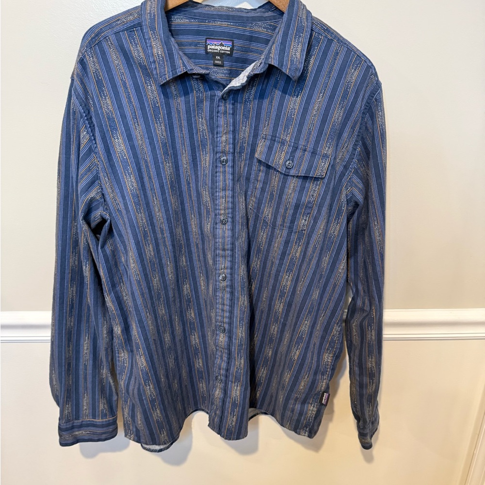 Patagonia Lightweight Fjord Flannel Shirt Ikat Rows Stone Blue